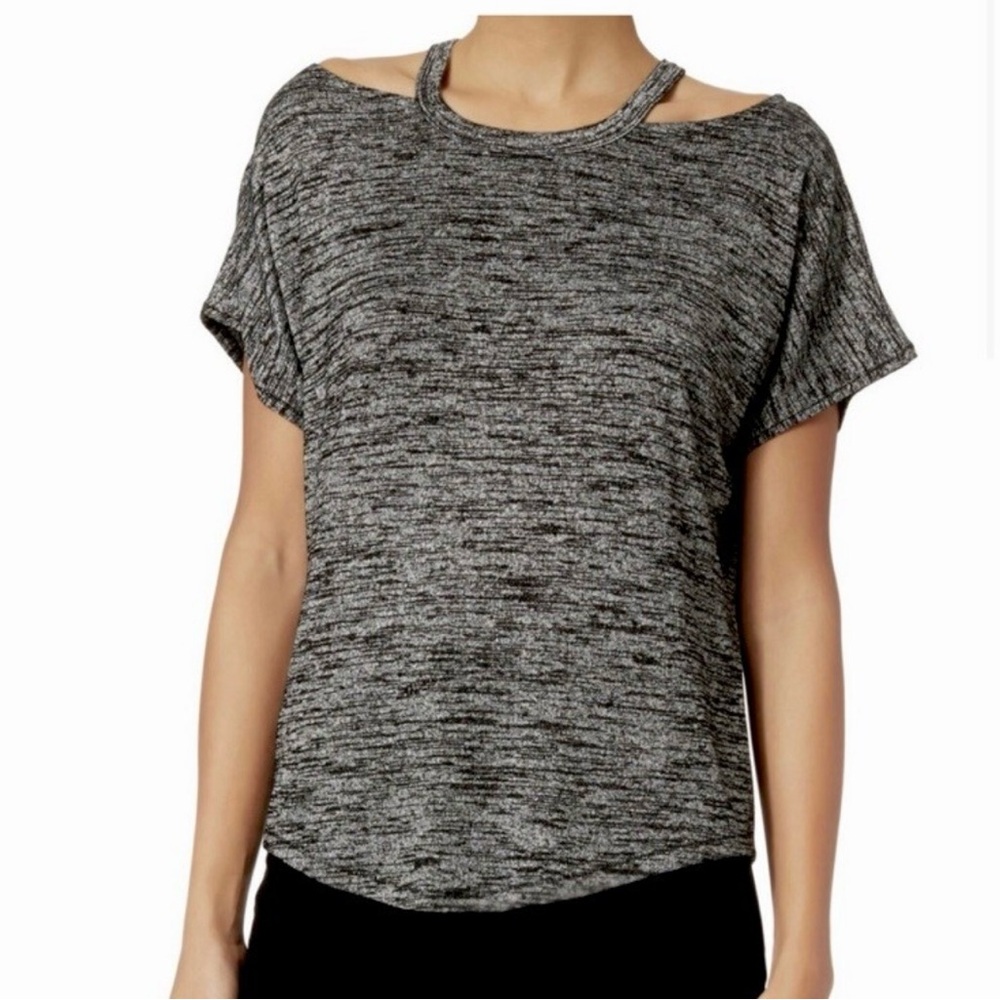 Rag & Bone Jean Womens Cut Out Short Sleeve Jersey Knit Top Heather Gray S